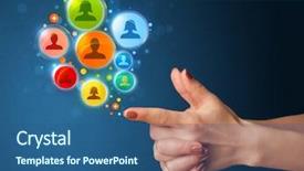  Presentation with knowledge sharing innovation social media - PPT layouts featuring trigger finger - social media icons coming background and a  colored foreground