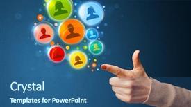  Presentation with social media platforms - PPT layouts consisting of trigger finger - social media icons coming background and a  colored foreground