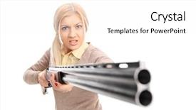  Presentation with white cctv camera on modern - Amazing PPT layouts having trigger point - angry girl pointing a rifle backdrop and a  colored foreground
