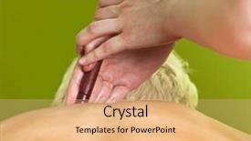  Presentation with massage therapist - Presentation design consisting of trigger point - close up of massage therapist background and a coral colored foreground