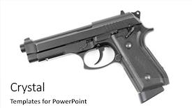  Presentation with gun - Slide deck featuring trigger point - gun on white background background and a  colored foreground