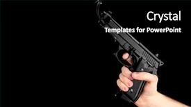  Presentation with hand holding pencil - Cool new presentation design with trigger point - male hand holding smoking gun backdrop and a black colored foreground