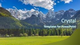  Presentation with national - Theme having triglav national park in slovenia background and a ocean colored foreground