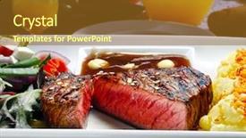  Presentation with grilled - PPT layouts with trim - grilled meat with trimmings background and a tawny brown colored foreground