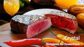  Presentation with grilled - Slide deck featuring trim - grilled meat with trimmings background and a tawny brown colored foreground