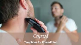  Presentation with shaving - Cool new PPT layouts with trimmer shaver male beauty grooming backdrop and a coral colored foreground