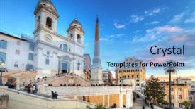  Presentation with welcome to church - Theme having trinita dei monti church background and a light blue colored foreground