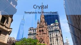  Presentation with new york - PPT theme having trinity church and freedom tower background and a light blue colored foreground