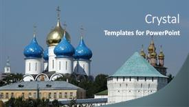 Presentation with russian - Presentation design having pushkin - trinity-sergius lavra one background and a teal colored foreground
