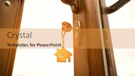  Presentation with keyhole - Colorful slide deck enhanced with trinket in shape of house on the key in the keyhole backdrop and a gold colored foreground
