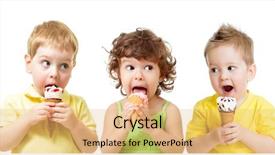  Presentation with ice cream cone - Theme with trio - funny kids boys and girl background and a coral colored foreground