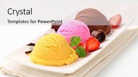  Presentation with chocolate ice cream - PPT theme with trio - three scoops of ice cream background and a lemonade colored foreground