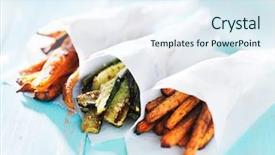  Presentation with sweet potato - Colorful presentation theme enhanced with trio of carrot zucchini backdrop and a sky blue colored foreground