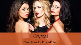  Presentation with women - Audience pleasing slide set consisting of trio of stunning glamorous women backdrop and a red colored foreground