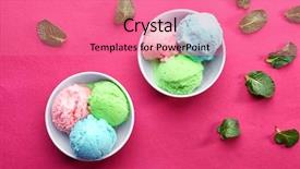  Presentation with ice cream popsicles organic dietary - Slide deck enhanced with trio of tasty ice cream background and a coral colored foreground