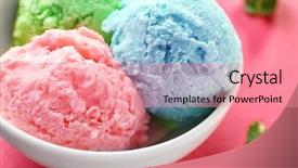  Presentation with ice cream colourful gelato flavors - Amazing PPT theme having trio of tasty ice cream backdrop and a  colored foreground