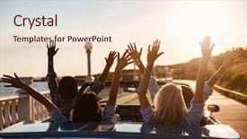  Presentation with friends - PPT layouts having trip - back view of happy young background and a lemonade colored foreground