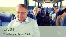  Presentation with transport transportation tourism road trip - PPT theme with trip and people concept - senior background and a  colored foreground