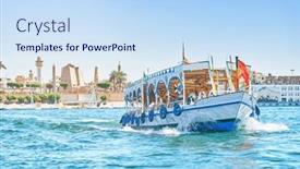  Presentation with nile egypt - PPT theme enhanced with trip-boat-on-nile-river background and a sky blue colored foreground