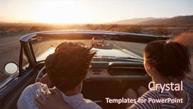  Presentation with classic car - Cool new slide deck with trip driving classic convertible car backdrop and a wine colored foreground