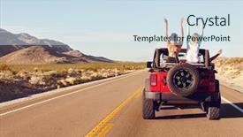  Presentation with driving road - Slide set featuring trip driving in convertible car background and a sky blue colored foreground