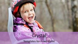  Presentation with child protection - PPT theme with trip fall protection - happy little girl wearing helmet background and a lilac colored foreground