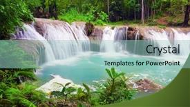  Presentation with fall waterfall - Beautiful slides featuring trip fall protection - waterfall of island of siquijor backdrop and a mint green colored foreground