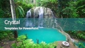  Presentation with fall waterfall - Slide deck enhanced with trip fall protection - waterfall of island of siquijor background and a teal colored foreground