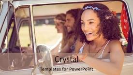  Presentation with road trip - Audience pleasing slides consisting of trip on a summers day backdrop and a coral colored foreground