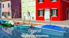  Presentation with canals - Colorful presentation theme enhanced with trip-to-a-fabulous-city backdrop and a teal colored foreground