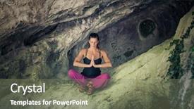  Presentation with cave - Audience pleasing presentation theme consisting of trip to mountain summer day backdrop and a gray colored foreground