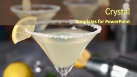  Presentation with tea pouring into glass transparent - PPT theme featuring triple - glass with tasty lemon drop background and a tawny brown colored foreground