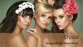  Presentation with women queens - Cool new PPT theme with triple beauty portrait of women backdrop and a coral colored foreground