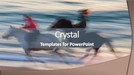  Presentation with moving sea - Slides having triple crown - horse moving on the sea background and a ocean colored foreground