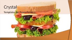  Presentation with white cheese - Audience pleasing PPT layouts consisting of triple-decker salami sandwich backdrop and a yellow colored foreground