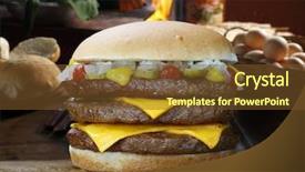  Presentation with burger - Cool new slide set with triple meat burger backdrop and a tawny brown colored foreground