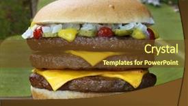  Presentation with burger - Presentation design consisting of triple meat burger background and a tawny brown colored foreground