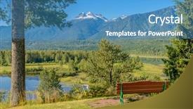  Presentation with vancouver - Presentation design with happy family hiking together on a montain lake background and a gray colored foreground