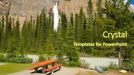  Presentation with picnic table and food - Beautiful PPT layouts featuring triple saut - picnic table near mountain river backdrop and a  colored foreground
