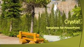  Presentation with picnic - Colorful PPT theme enhanced with triple saut - picnic table near mountain river backdrop and a  colored foreground