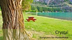  Presentation with picnic table and food - Cool new PPT layouts with triple saut - picnic table over a tree backdrop and a yellow colored foreground