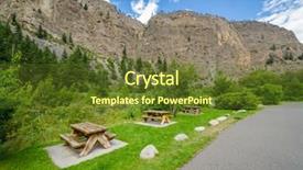  Presentation with picnic table and food - Colorful PPT theme enhanced with triple saut - picnic tables near mountains backdrop and a  colored foreground