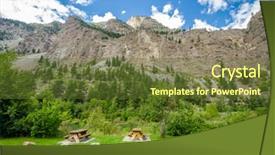  Presentation with picnic table and food - Cool new PPT layouts with triple saut - picnic tables near mountains backdrop and a  colored foreground