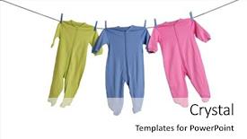  Presentation with studio - Colorful slides enhanced with triplet - baby sleepers on the clothesline backdrop and a white colored foreground