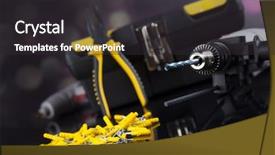  Presentation with tools - Colorful slides enhanced with triplet - still life with constructor tools backdrop and a dark gray colored foreground