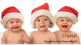  Presentation with babies - Slide deck having triplet - three babies laughing babies wearing background and a coral colored foreground