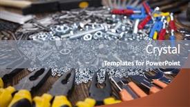  Presentation with wood tools - Presentation design enhanced with triplet - wood mounting with constructor tools background and a gray colored foreground