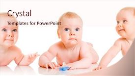  Presentation with babies - Amazing theme having triplet babies on a white backdrop and a lemonade colored foreground