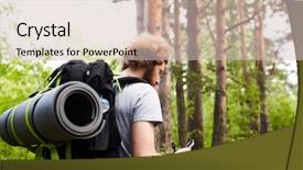  Presentation with backpack - PPT theme having tripper with backpack and compass background and a  colored foreground