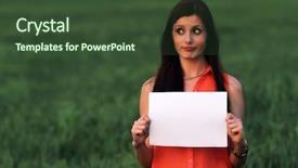  Presentation with space - PPT layouts having trist people - young brunette beautiful - pessimistic background and a  colored foreground